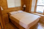 Inside of Moose Cabin, shows bed