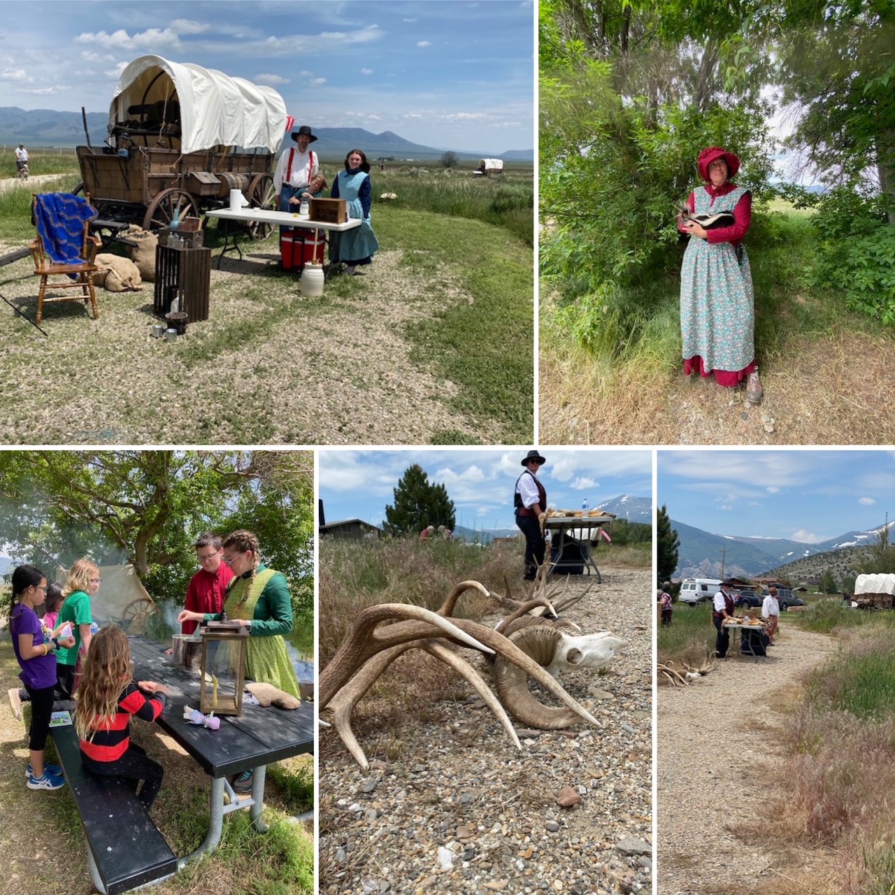 5 images of park rangers dressed up in old cali trail outfits