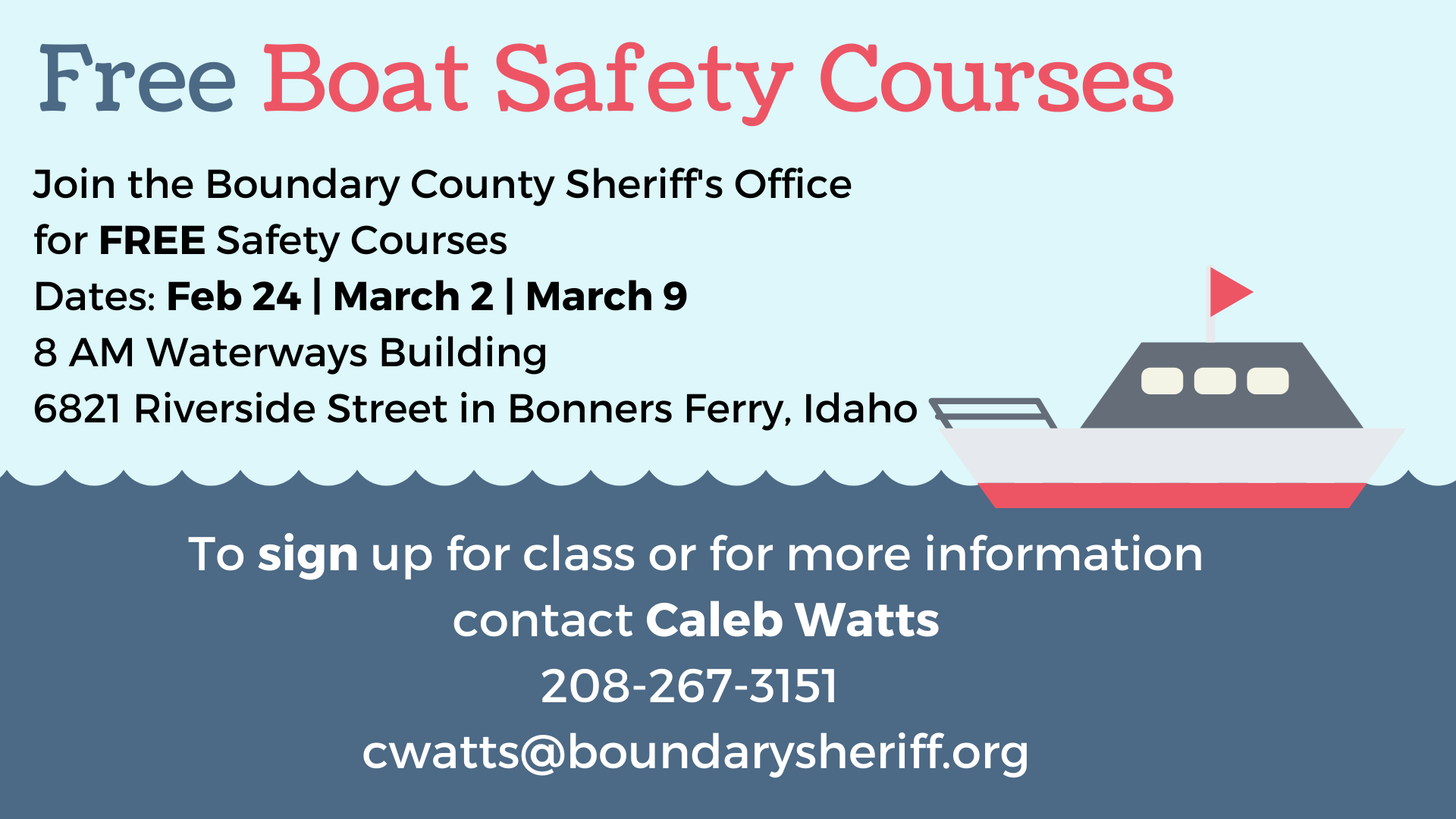 Free Boat Safety Course – Boundary County