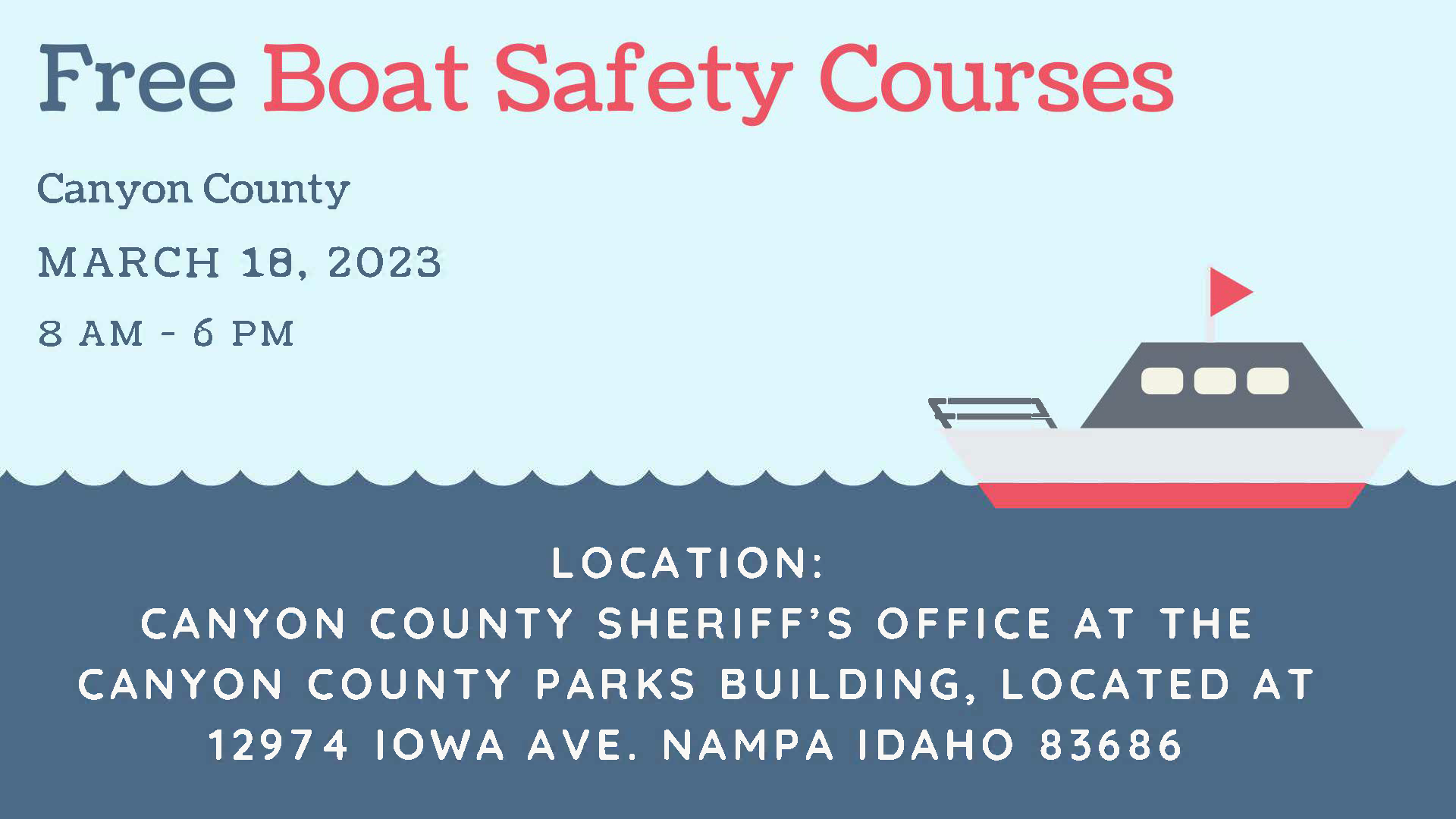 Free Boat Safety Course Canyon County Department of Parks and