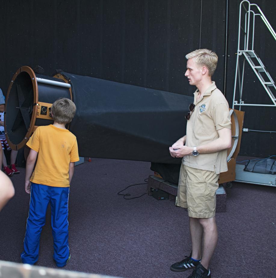 Visitors can view night sky objects through the 25" diameter telescope