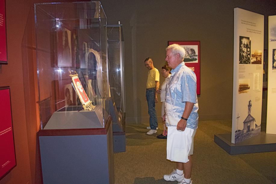 Visitors touring the new award-winning exhibition