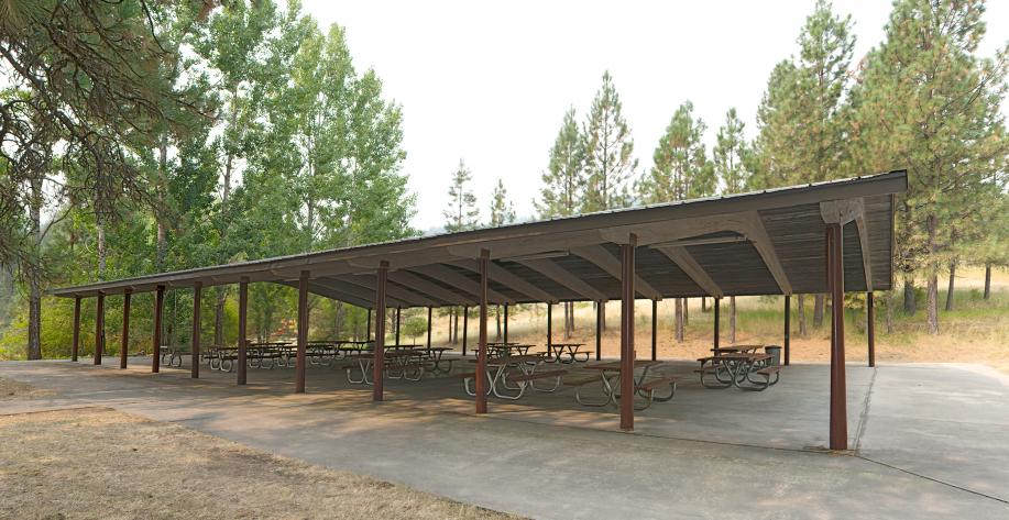 Dworkshak features a large picnic pavilion