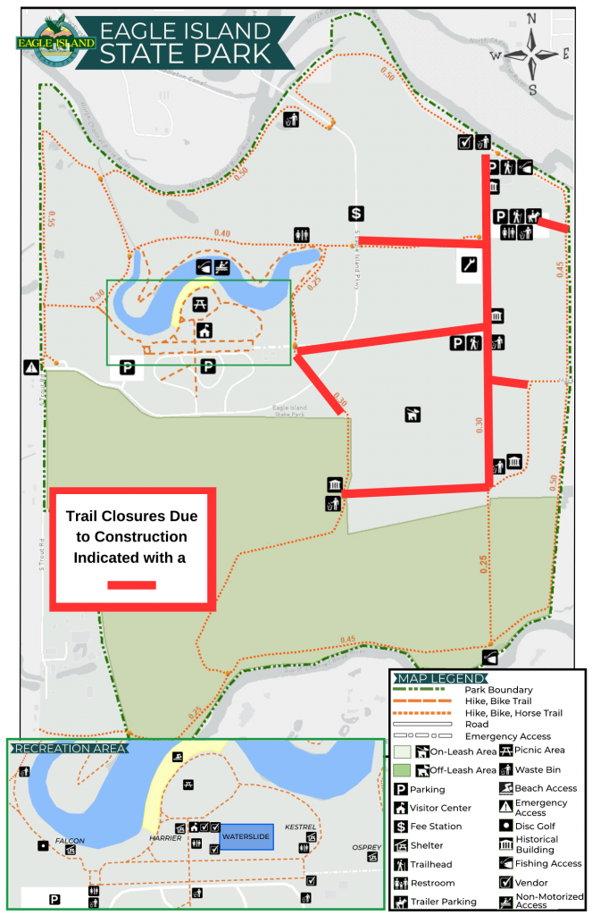 Map indicating trail closures