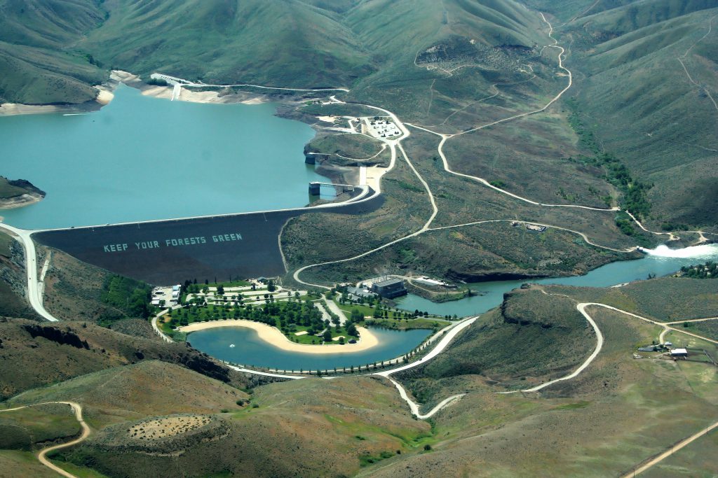 Aerial view of Lucky Peak