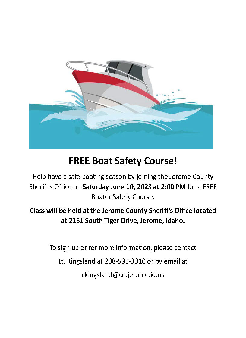 FREE Boaters Safety Course Jerome County Department of Parks and