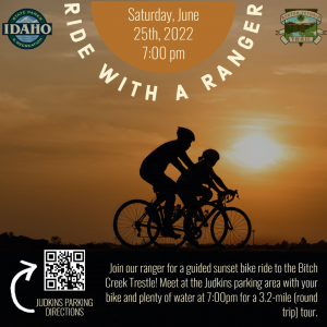 Sunset Ranger Ride event banner featuring silhouette of bikers