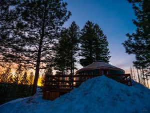 skyline yurt at sunset