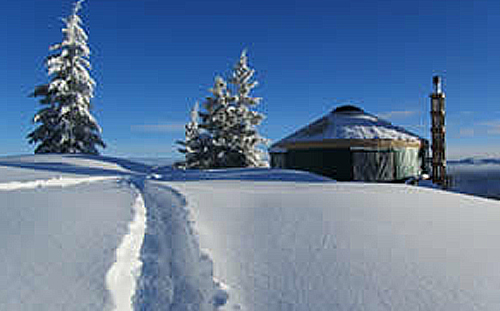 snowy stargazer yurt