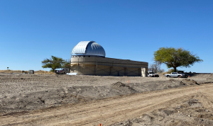 Desert scene. New observatory, blue sky background