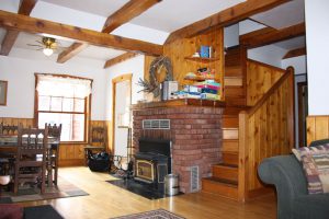 fireplace and staircase