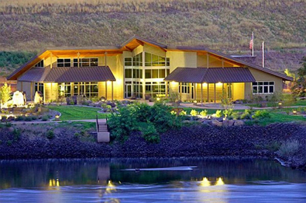 the lewis and clark center at night