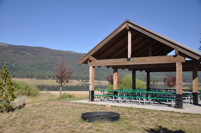 big sage covered picnic shelter